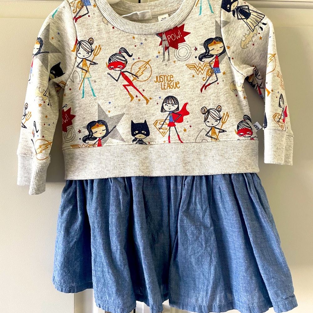 Baby Gap DC Justice League mixed fabric Dress
